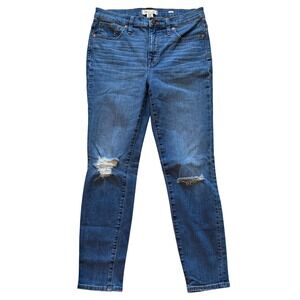 Madewell Womens Jeans Blue Size 28 High Rise Skinny Crop Distressed Ripped Knee